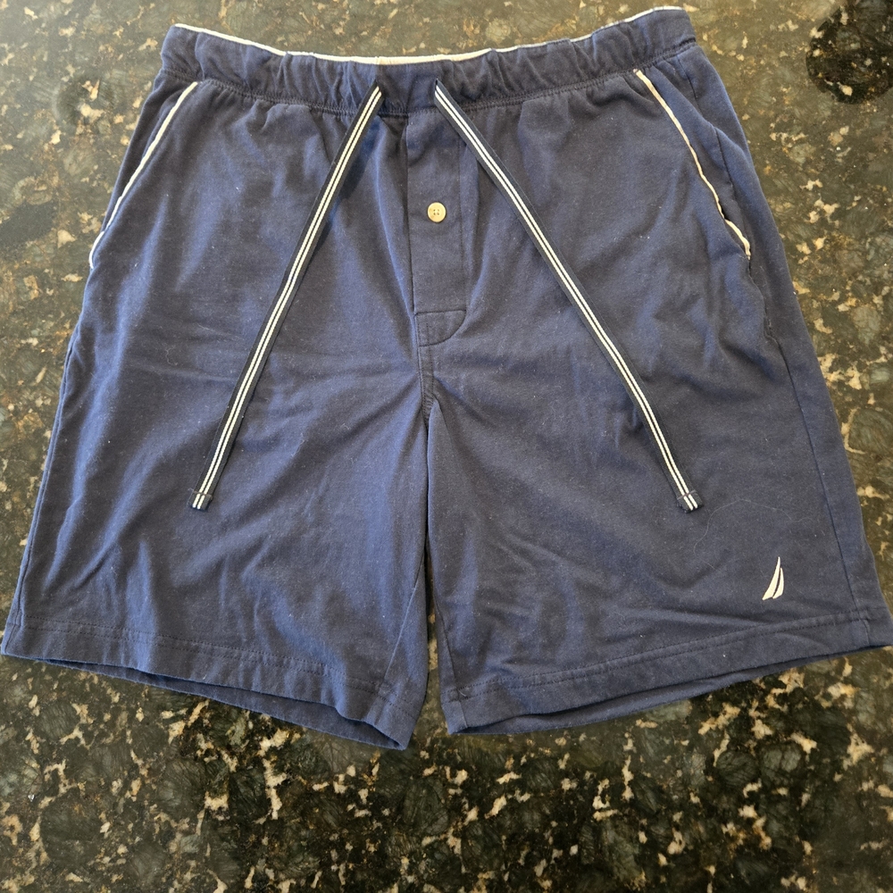 Nautica Navy Athletic Drawstring Shorts with White Trim